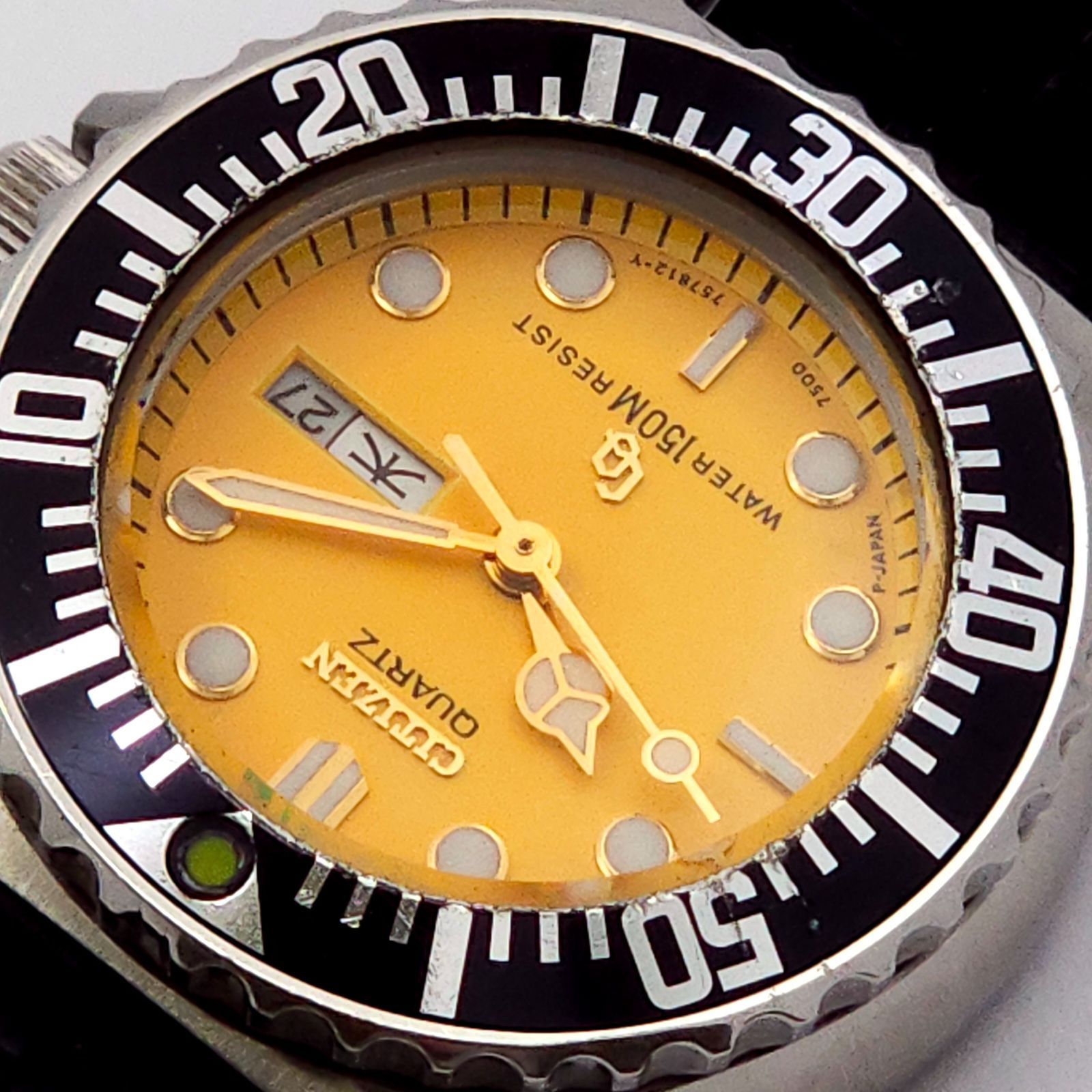 CITIZEN シチズン クリストロン ダイバー 4-753321 QZ 動作品 黄色
