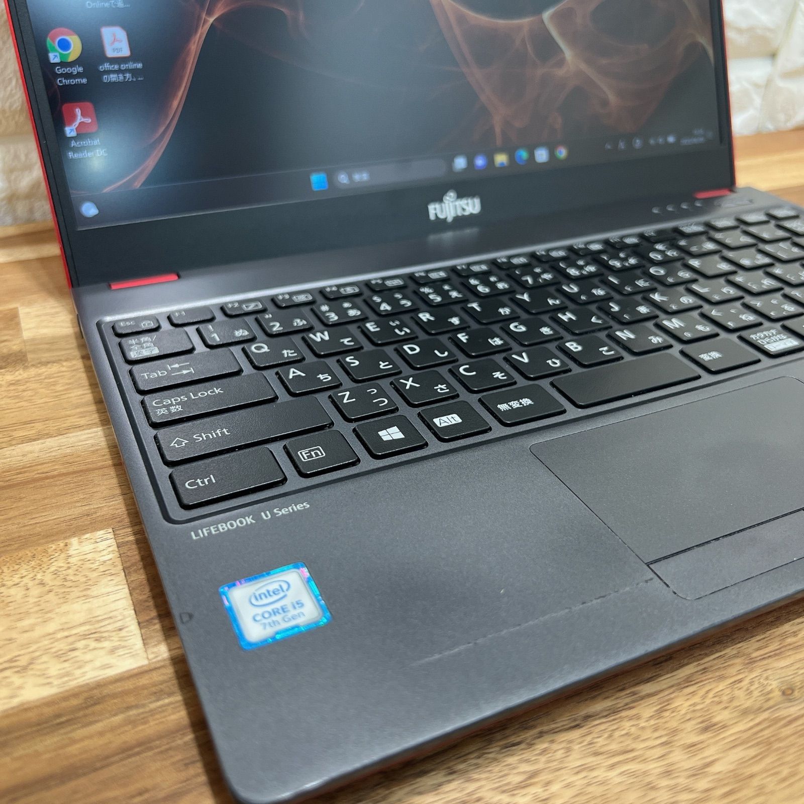 赤 LIFEBOOK U937/R☘Core i5第7世代☘爆速SSD256GB-