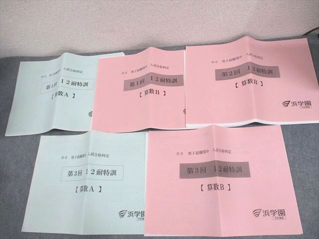 浜学園 小6 男子最難関中 入試合格判定 第1～3回 12耐特訓 算数A/B 計5