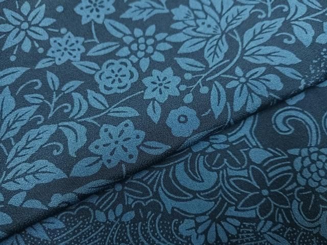 ★専用2点おまとめ★訪問着 藍染め 紺藍色 唐草花 縮緬 身丈166.0cm 中古】 小紋 小紋着物 レディース 正絹 縮緬小紋 藍染風 屋根柄