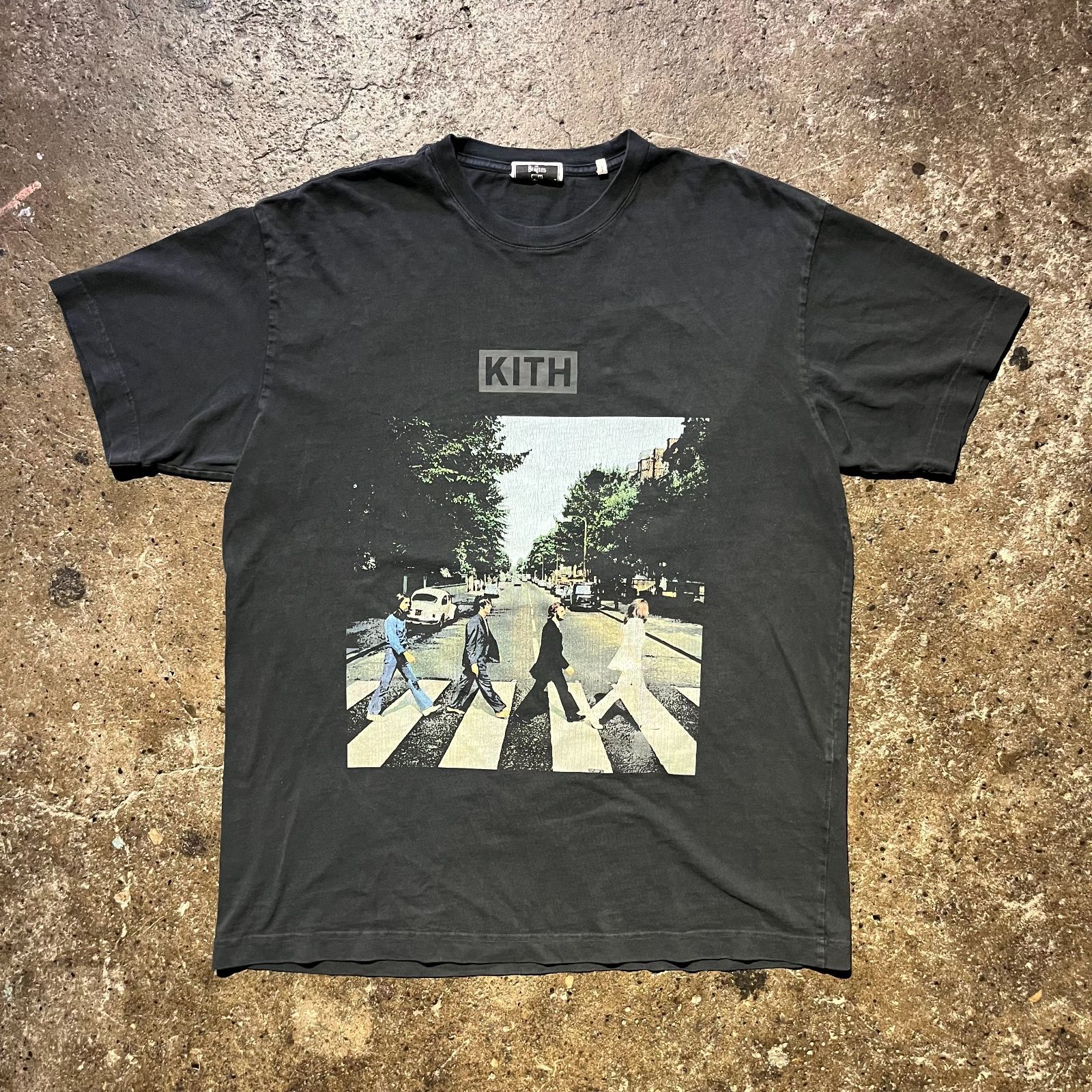 KITH ×The Beatles Abbey Road Vintge Tee Black キス ザビートルズ アビーロード ヴィンテージ加工 カットソー ボックスロゴ