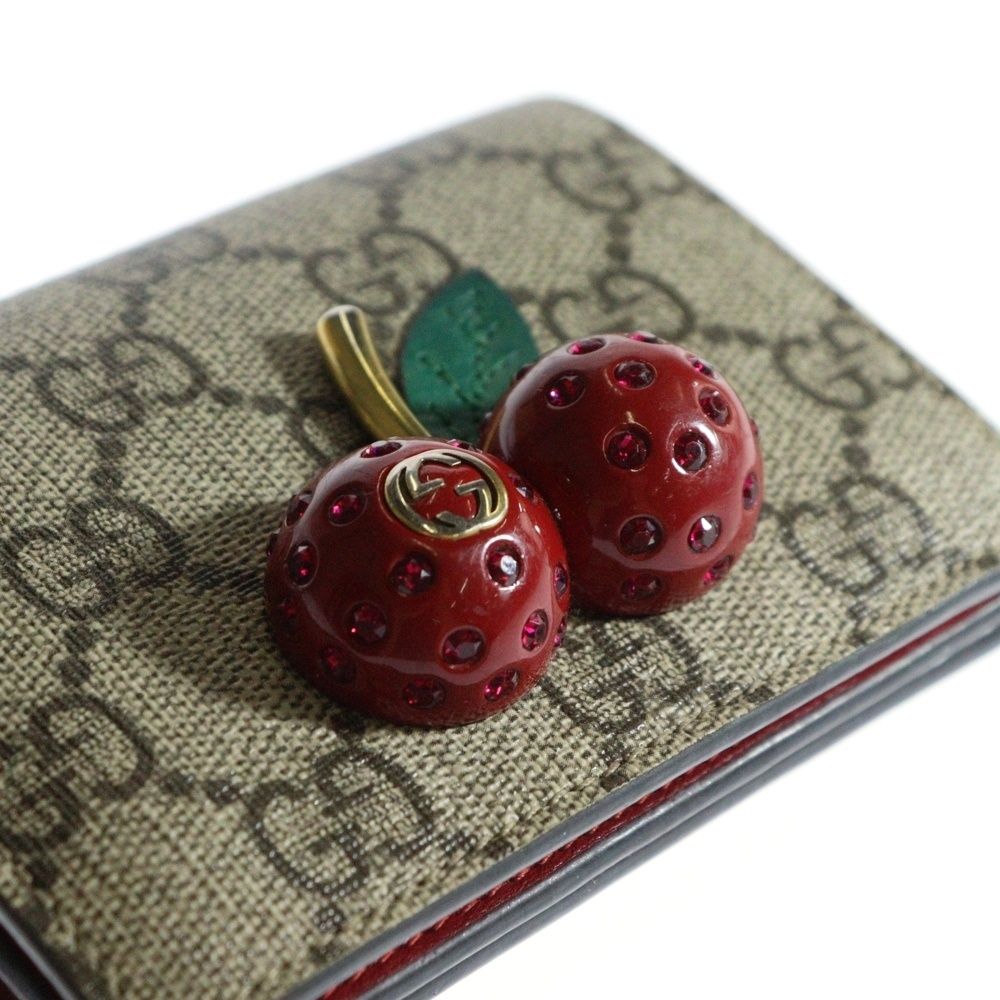 GUCCI (グッチ) GGスプリーム チェリー コンパクトウォレット 三