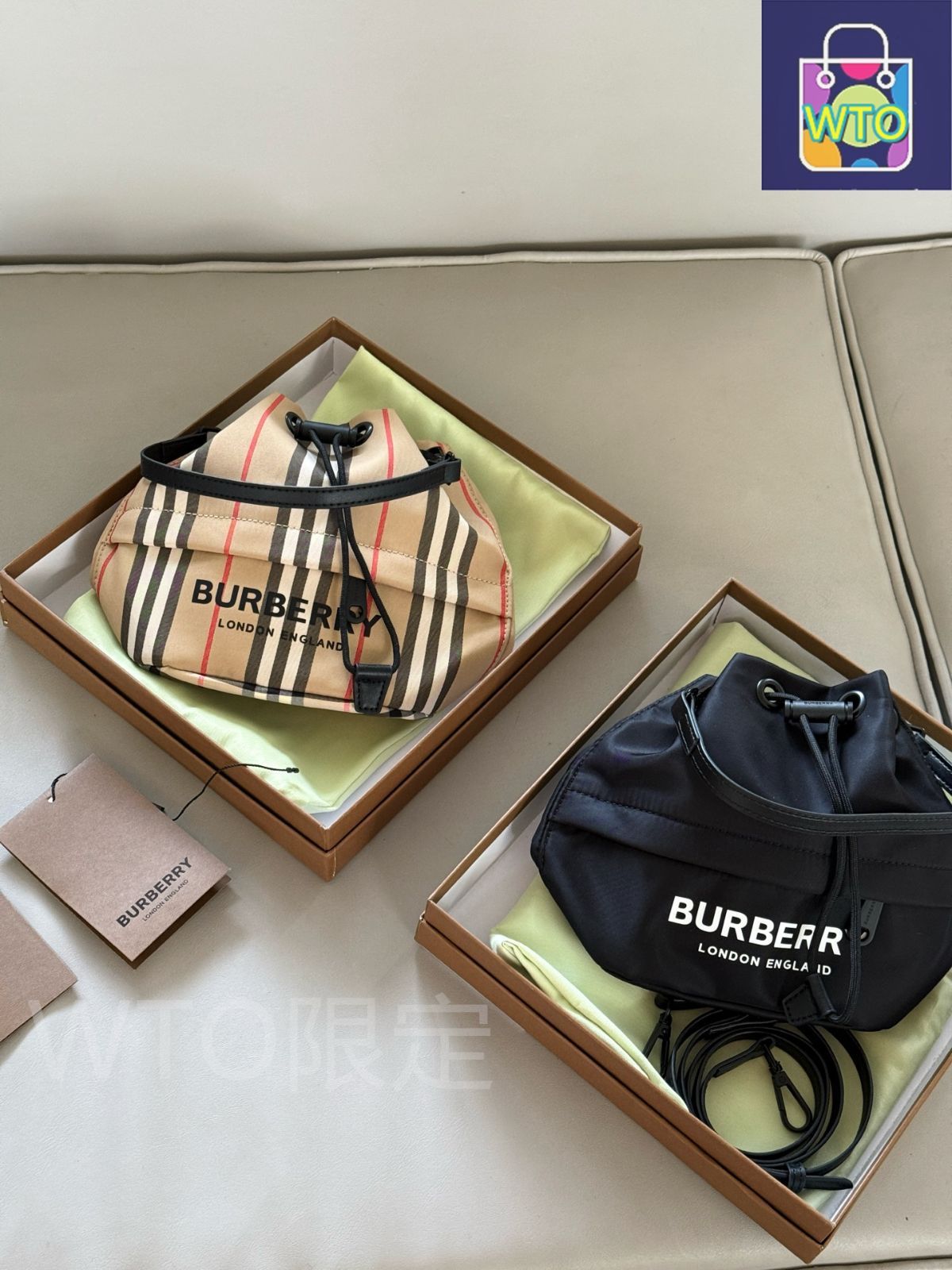 今日特価】Burberry バーバリー ミニバケットバッグ 長短2本の肩