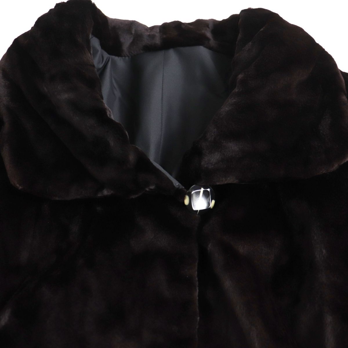 毛並み美品●MINK シェアードミンク リバーシブル 本毛皮超ロングコート ダークブラウン×ブラック 毛質柔らか◎