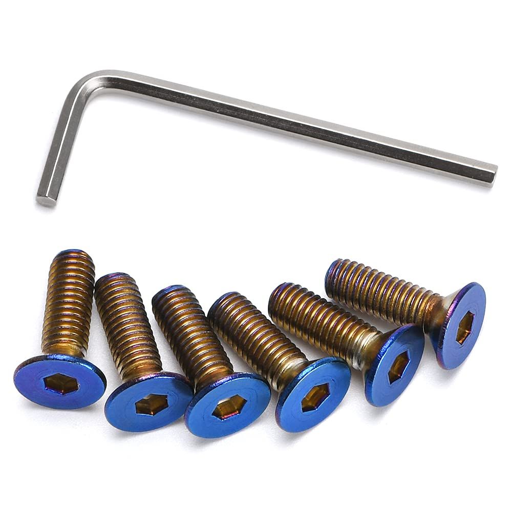  PQY ブルー アルミニウム フラットヘッド ボルト M5×0.8 15mm 6個 セット [flat head] その他
