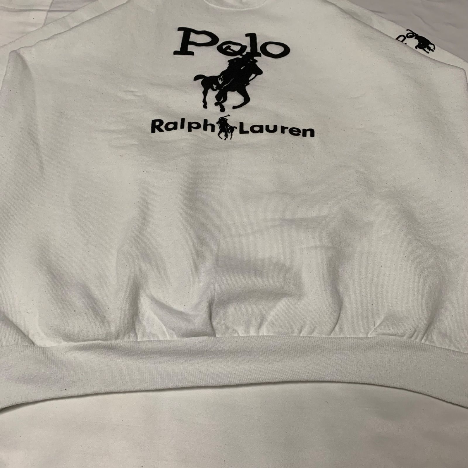 90s Fruit Of The Loom “Bootleg Ralph Lauren” Crew Neck Sweat Shirt フルーツオブザルーム クルーネックスウェット 長袖 ホワイト XLサイズ 米国製 USA製 ラルフローレン ブートレグ