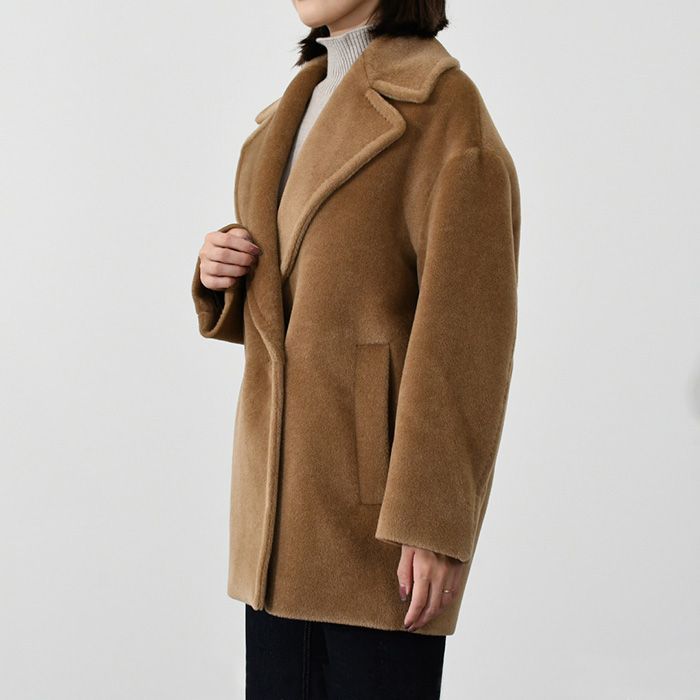 MaxMara studio アルパカ&モヘア混　ショート丈コート42（LL） org.jpg
