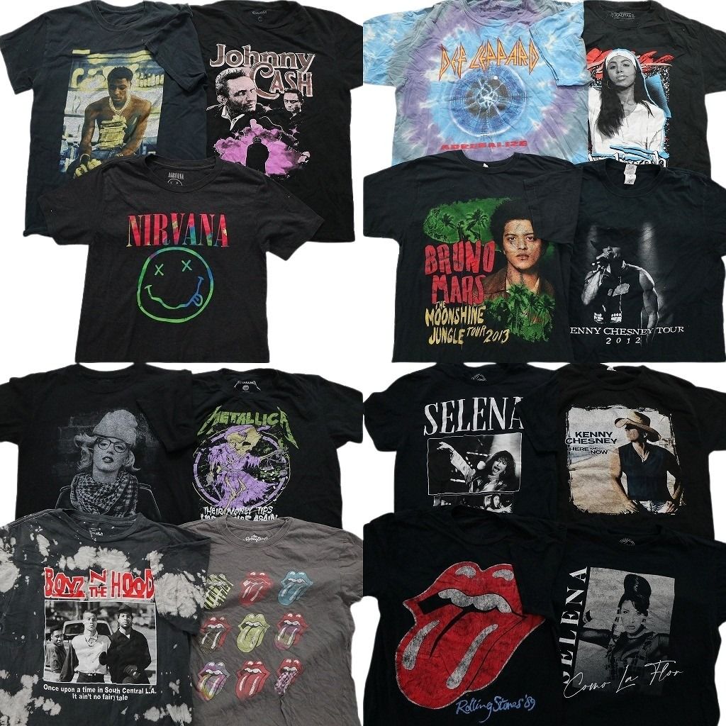 最安値，本物保証 古着卸 まとめ売り 音楽・バンド 半袖Tシャツ 15枚セット (メンズ M ) ニルヴァーナ セレーナ ローリングストーンズ 中古 古着 MZ7571 その他