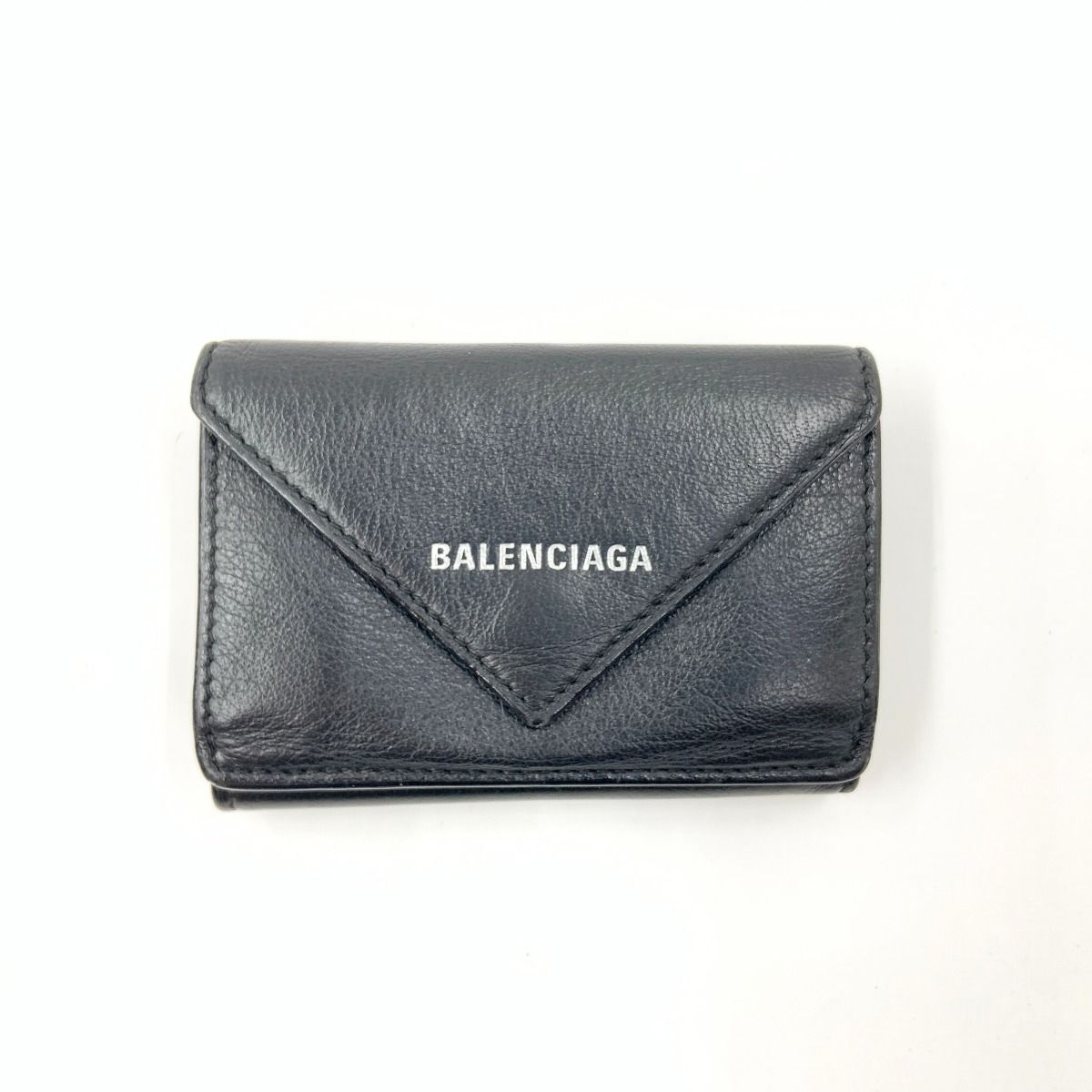 〇〇BALENCIAGA バレンシアガ ペーパー ミニ ウォレット 三つ折り短財布 391446 1000 1217 ブラック
