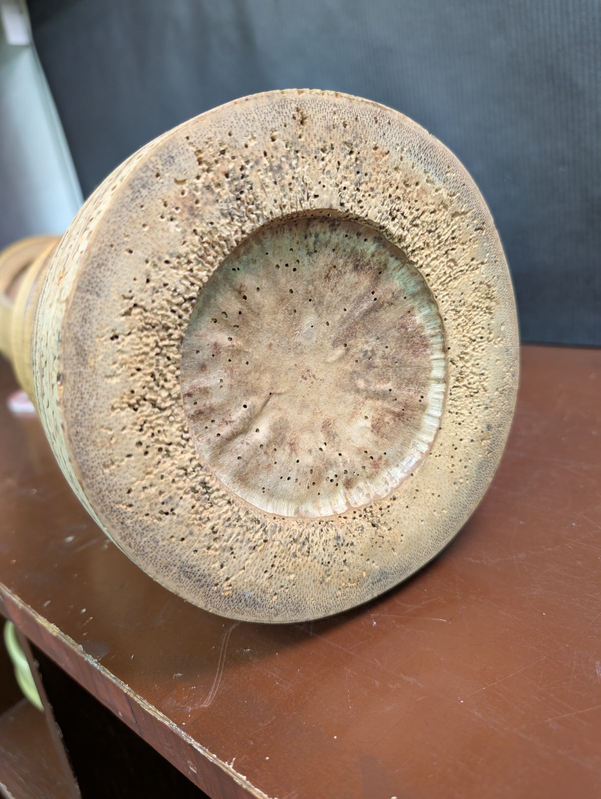 竹製花器 花瓶 二重切(根付)