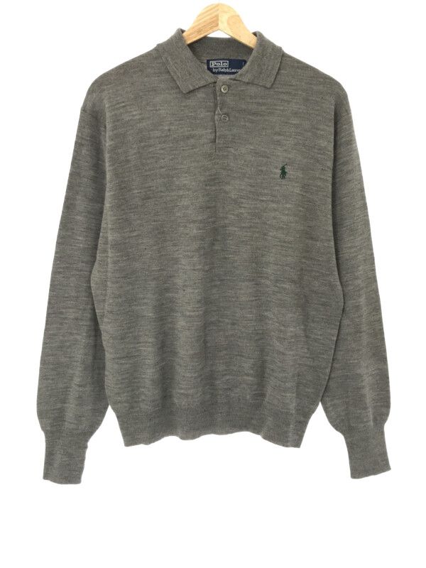 美品 ポロラルフローレン ラムウール 刺繍ロゴ入り ポロニット◆グレー 古着通販 サイト | IDENTITY official web store (アイデ
