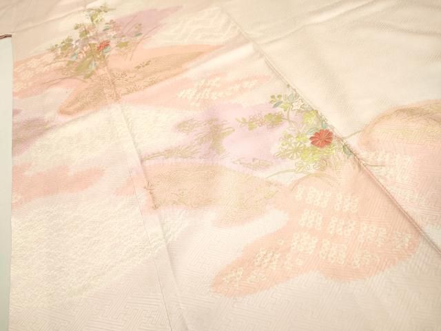 平和屋着物▽訪問着 駒刺繍 絞り 雲取り花文 金彩 やまと誂製 正絹