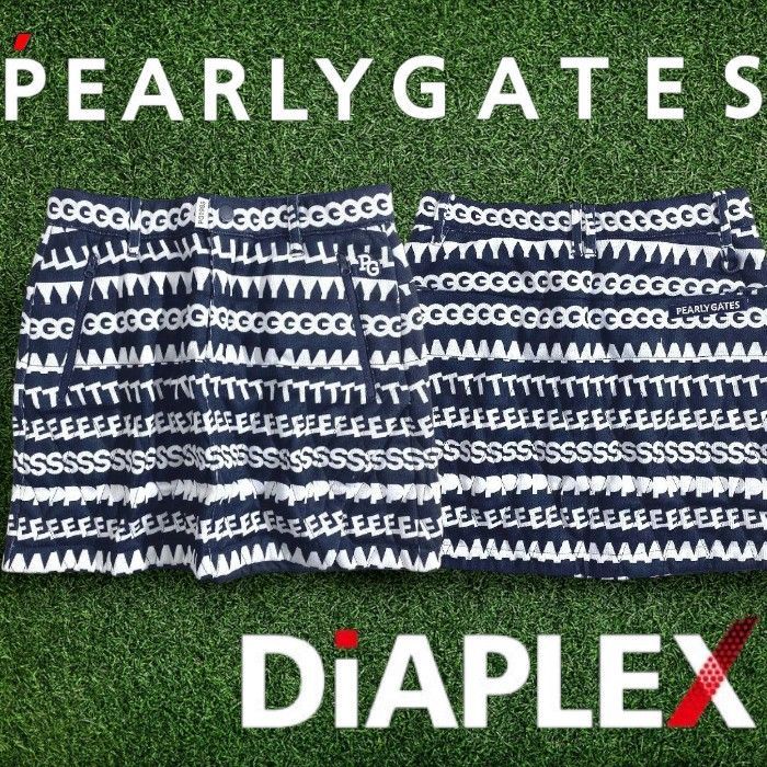 PEARLY GATES パーリーゲイツ ゴルフ 裏起毛ミドルゲージ天竺 保温DiAPLEX 変形キルティング ロゴボーダー ストレッチ 中綿入り ミニスカート ウェア レディース 055-2234108 定価3.4万 ダークネイビー▲038 51022w07