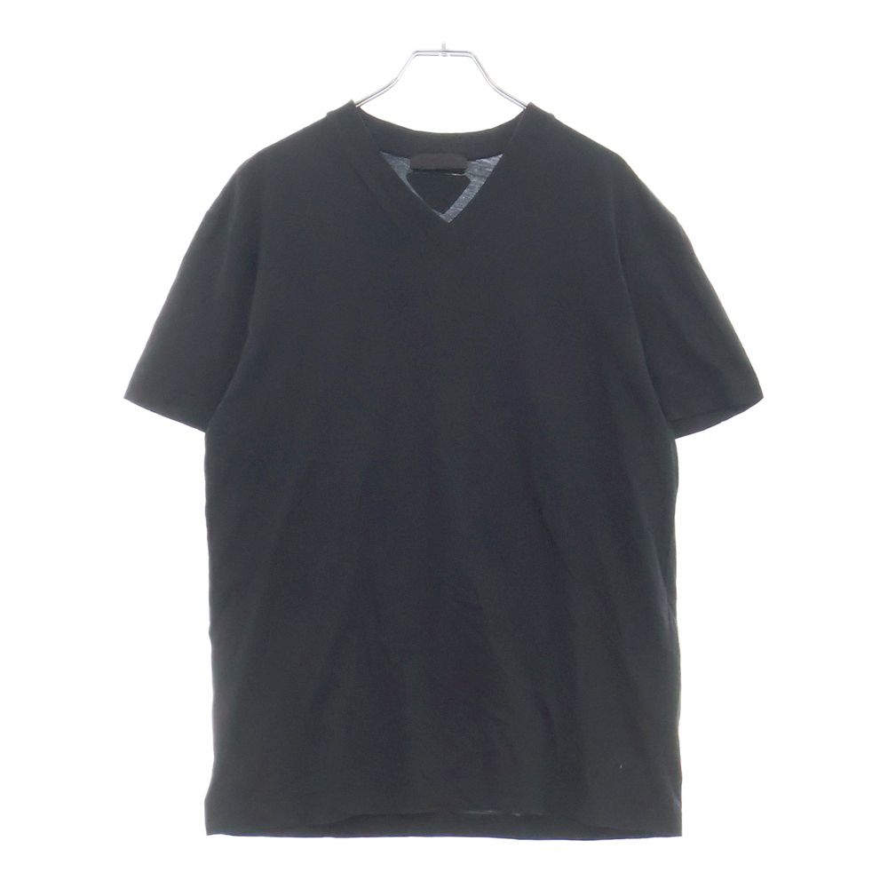 PRADA (プラダ) Cotton Jersey Tee トライアングルロゴパッチ クルーネック 半袖Tシャツ カットソー ネイビー UJM493 S181 ILK