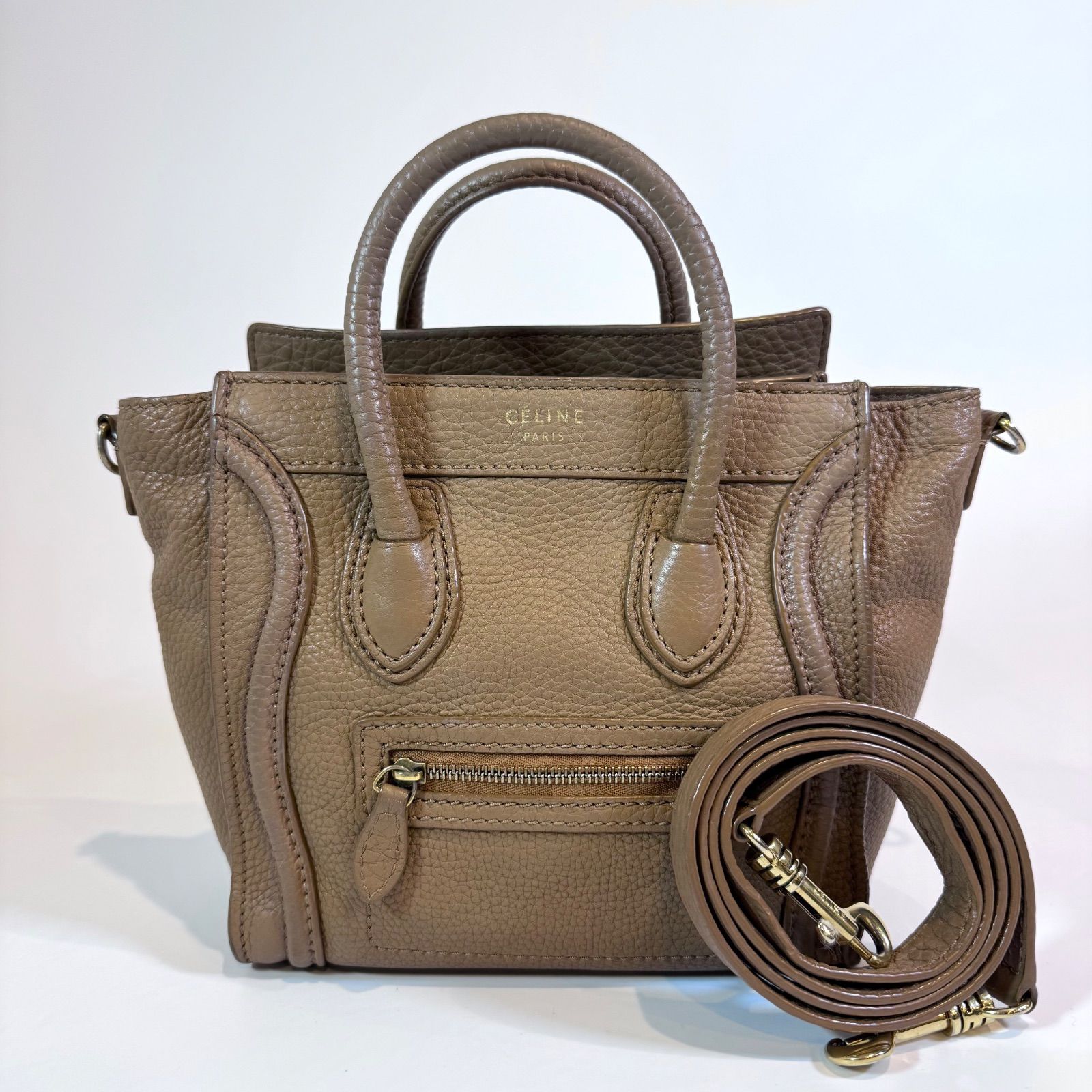 人気モデル✨セリーヌ　ラゲージ　ナノショッパー　2way トリコロール 大人気✨セリーヌ ハンドバッグ ラゲージ ナノショッパー 2WAY