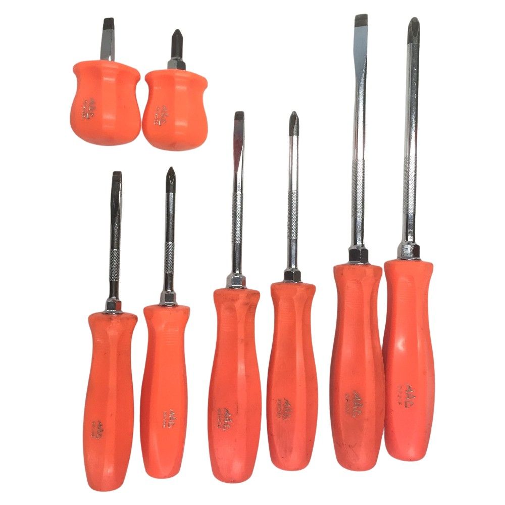 △△MAC TOOLS ペンタグリップスクリュードライバー プラスマイナス8本セット オレンジ