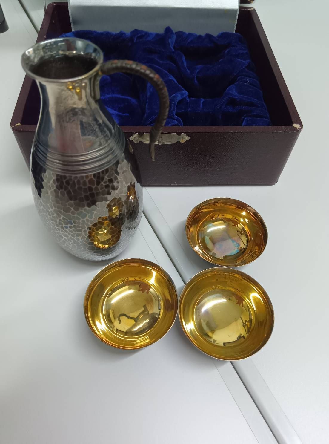 純銀製 酒器セット 海】山崎謹製 酒器セット 純銀製 徳利＆お