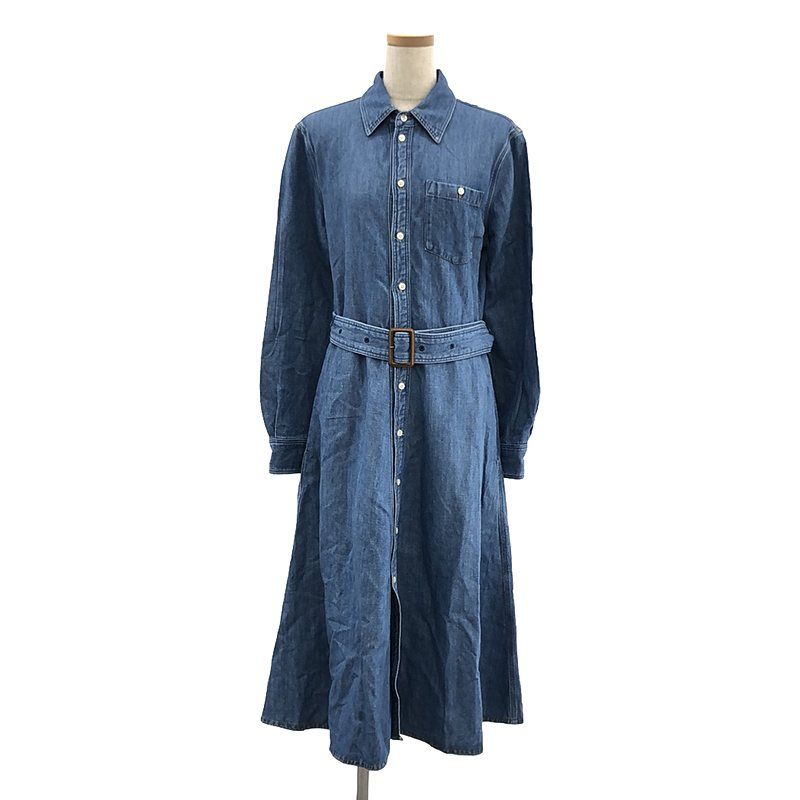 POLO RALPH LAUREN / ポロラルフローレン | デニム ベルテッド シャツワンピース | 6 | レディース