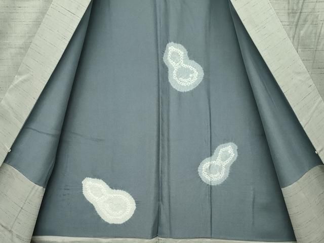 平和屋本店□極上 男性 紬 アンサンブル キングサイズ 横段文 生壁色地