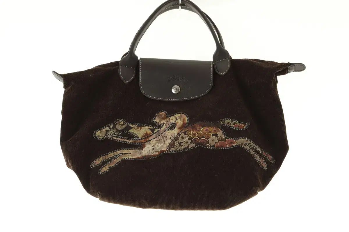 W F ブランドヴィンテージバッグ フランス ロンシャン コーデュロイ プラージュ -24B4