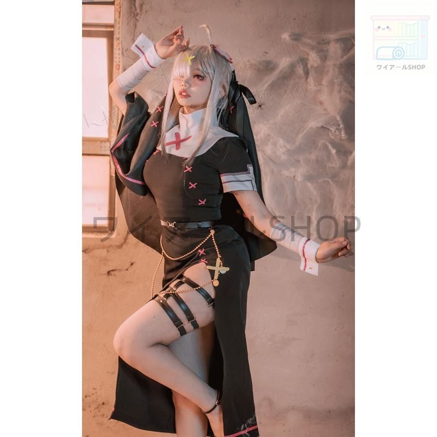 バーチャルYouTuber風 彩虹社 VTuber 健屋花那 すこや かな シスター服 コスプレ衣装 ウィッグ cos靴演出服 cosplay 変装 仮装ハロウィン