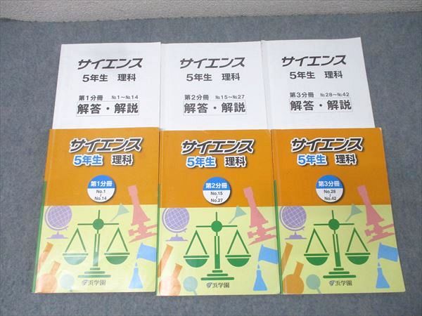 浜学園五年2023年理科第1-3分冊 浜学園 小5 理科 サイエンス 教科書＋追加教材 第1〜3分冊 7冊