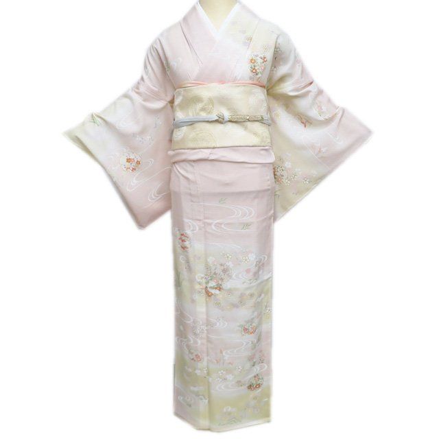 D213 夏着物　訪問着　魚　流水　絽　正絹　未使用極美品 D213 夏着物 訪問着 魚 流水 絽 正絹 未使用極美品