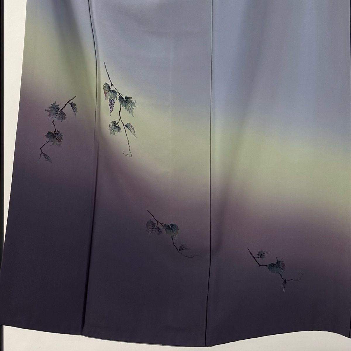 付下げ 身丈152cm 裄丈62.5cm S 袷 やまと 落款 葡萄 ぼかし 青