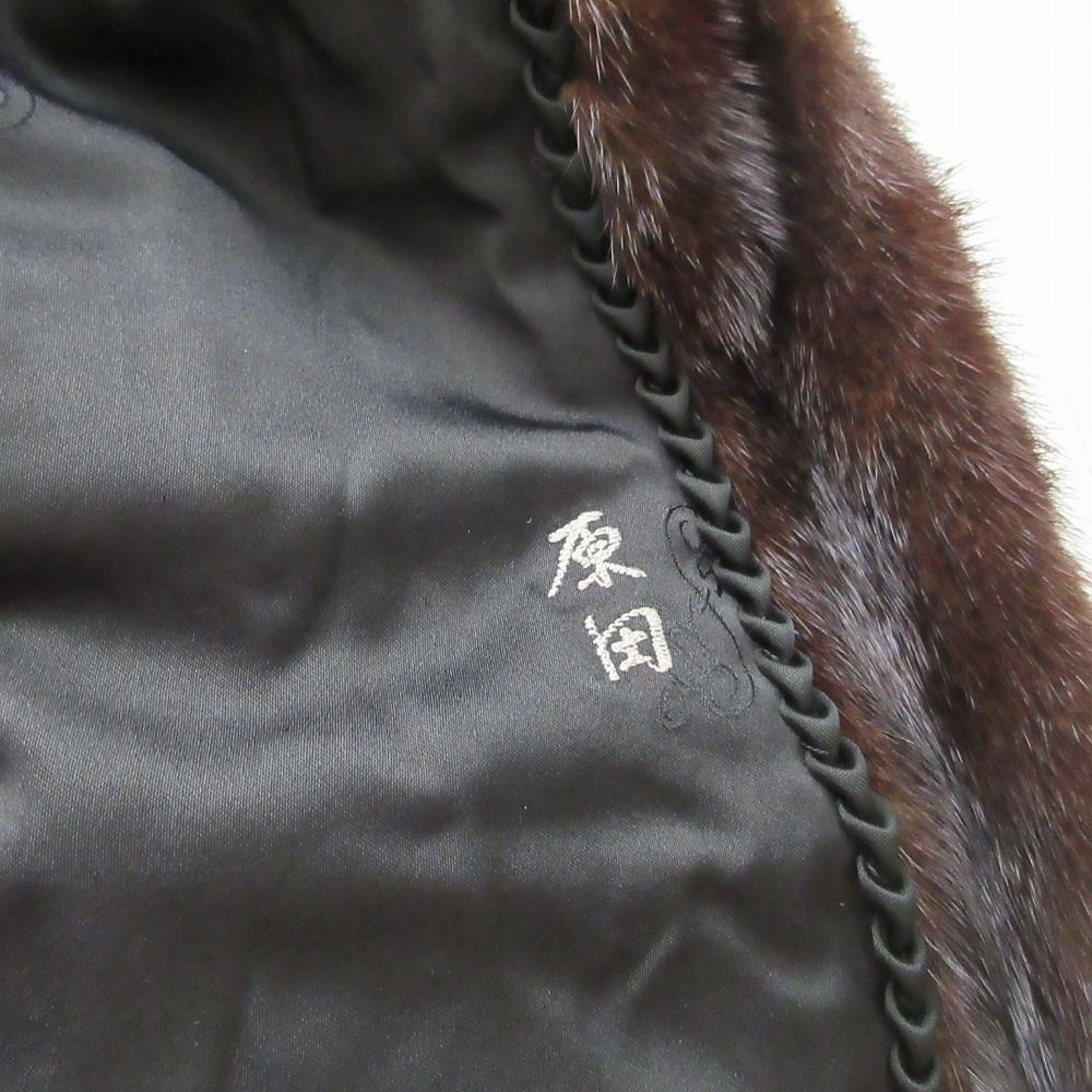 OSFUR ミンク 本毛皮 リアルファー ハーフコート ブラウン レディース