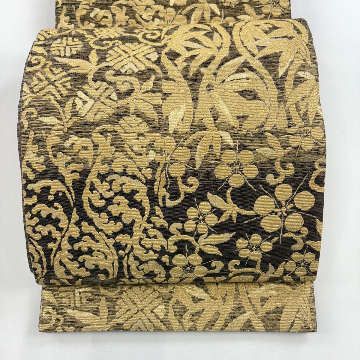 袋帯 名品 笹蔓 梅 金糸 金色 六通 正絹