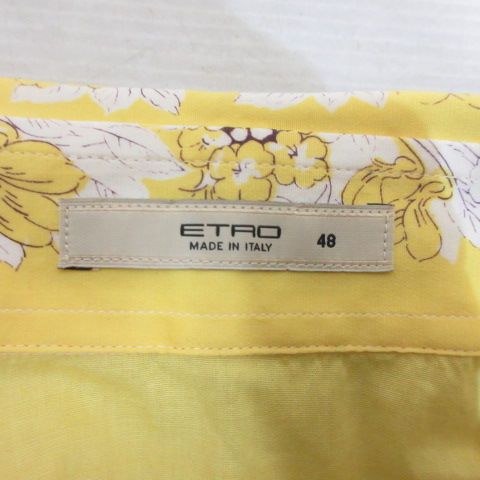 エトロ ETRO 花柄 長袖 シャツ ブラウス 48 黄 イエロー