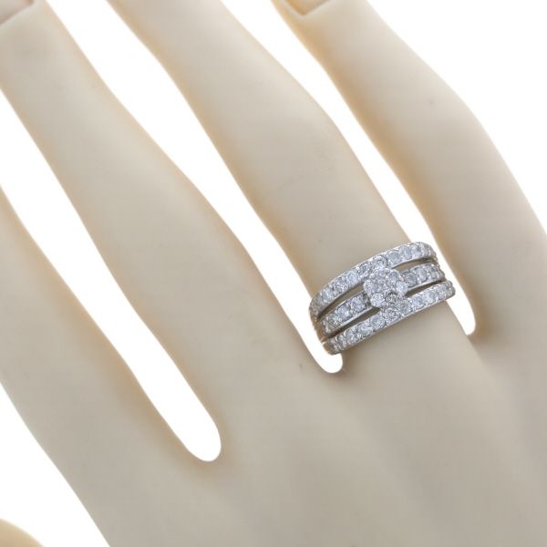 Pt900 プラチナ リング ダイヤモンド 1.00ct 3列 3連 ストレート 