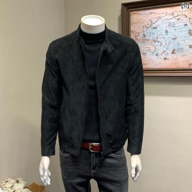 2XL メンズ 服 シンプル ファッション オシャレ 大人 かっこいい 大きいサイズ ストリート 紳士服 春秋冬 スエード エコ レザー ジャケット スタンドカラー スリム