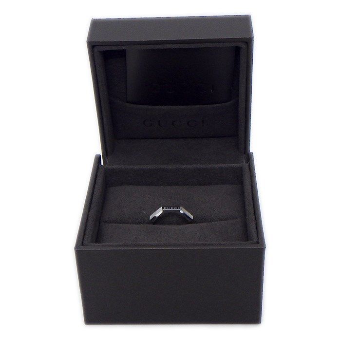 グッチ GUCCI リング オクタゴナル ロゴ ストライプ K18WG 10.5号  