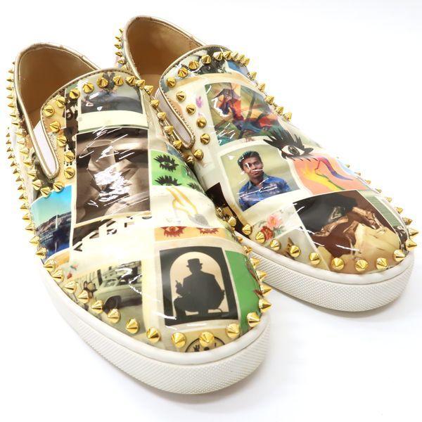 Christian Louboutin ピックボート 43 パテントレザー スパイク 