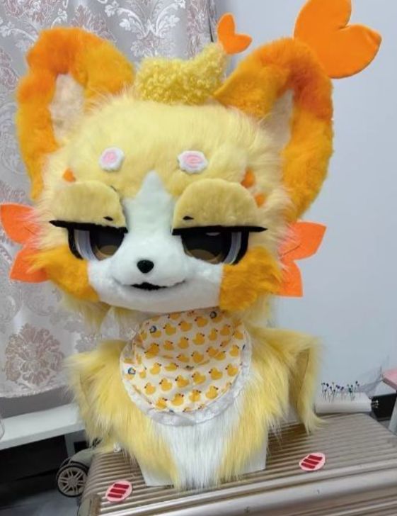 着ぐるみヘッド 猫 オレンジ色 全頭ヘッド ケモノ ファースーツ