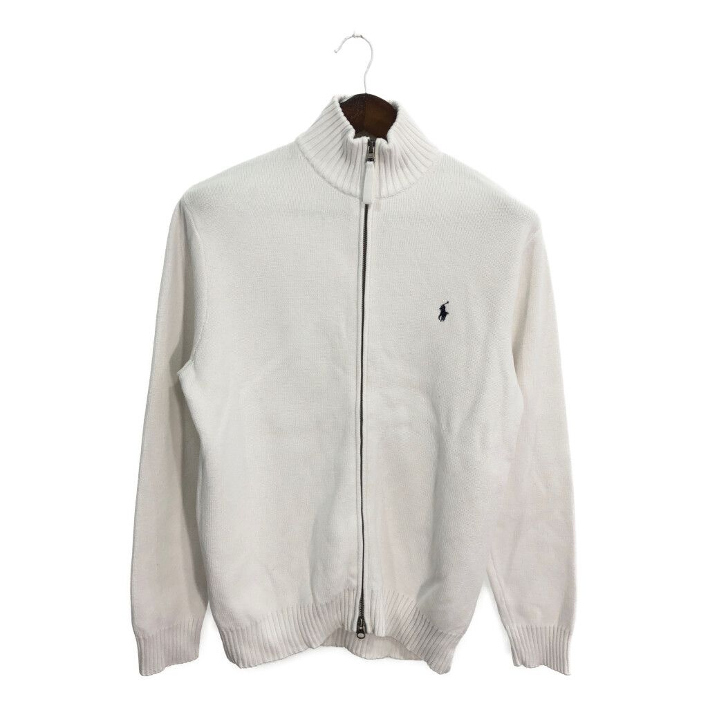 90年代 Polo by Ralph Lauren ポロ ラルフローレン ドライバーズニット セーター ワンポイントロゴ ホワイト (メンズ L) 中古 古着 R1619