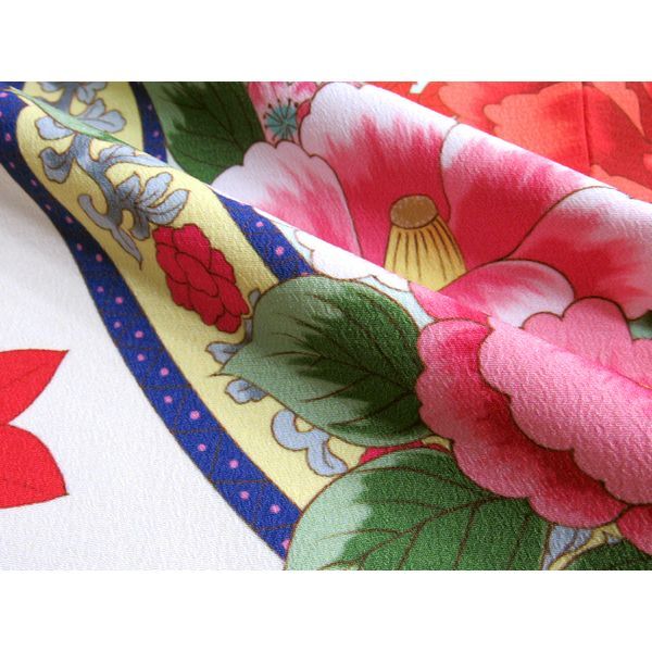 新品 展示品　振袖 袋帯 2点セット(玉城ティナ キスミス) オフ白 椿 牡丹 楓★ Xmiss - 新品 展示品 振袖 袋帯 2点セット(玉城ティナ キスミス) オフ