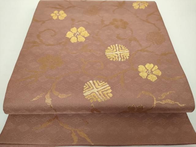 平和屋着物○全通柄 本袋帯 名物裂 笹蔓緞子 金糸 正絹 逸品