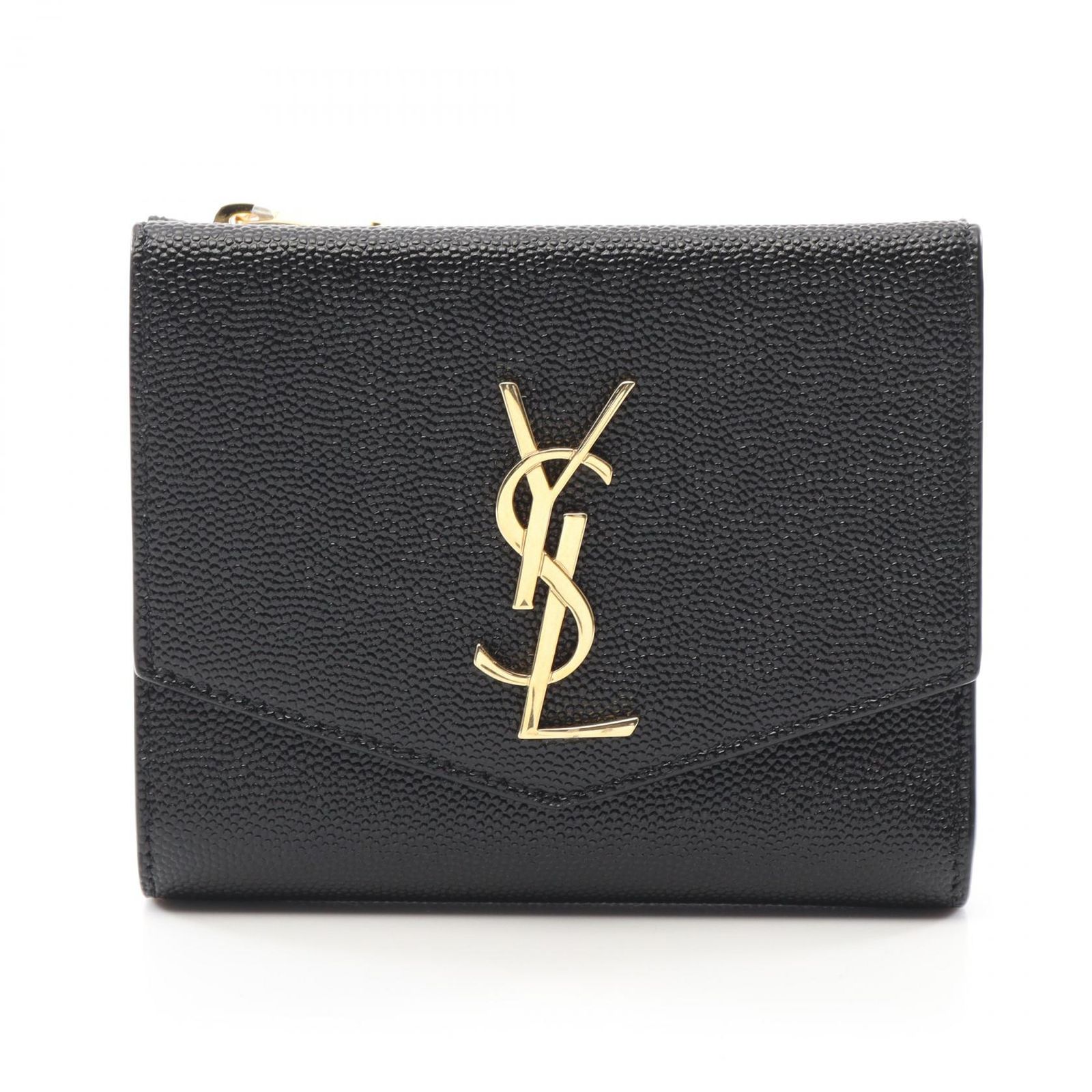 サンローラン SAINT LAURENT 二つ折り財布 アップタウン 5822961GF0J1000 ブラック レザー アップタウン スモールレザーウォレット レディース