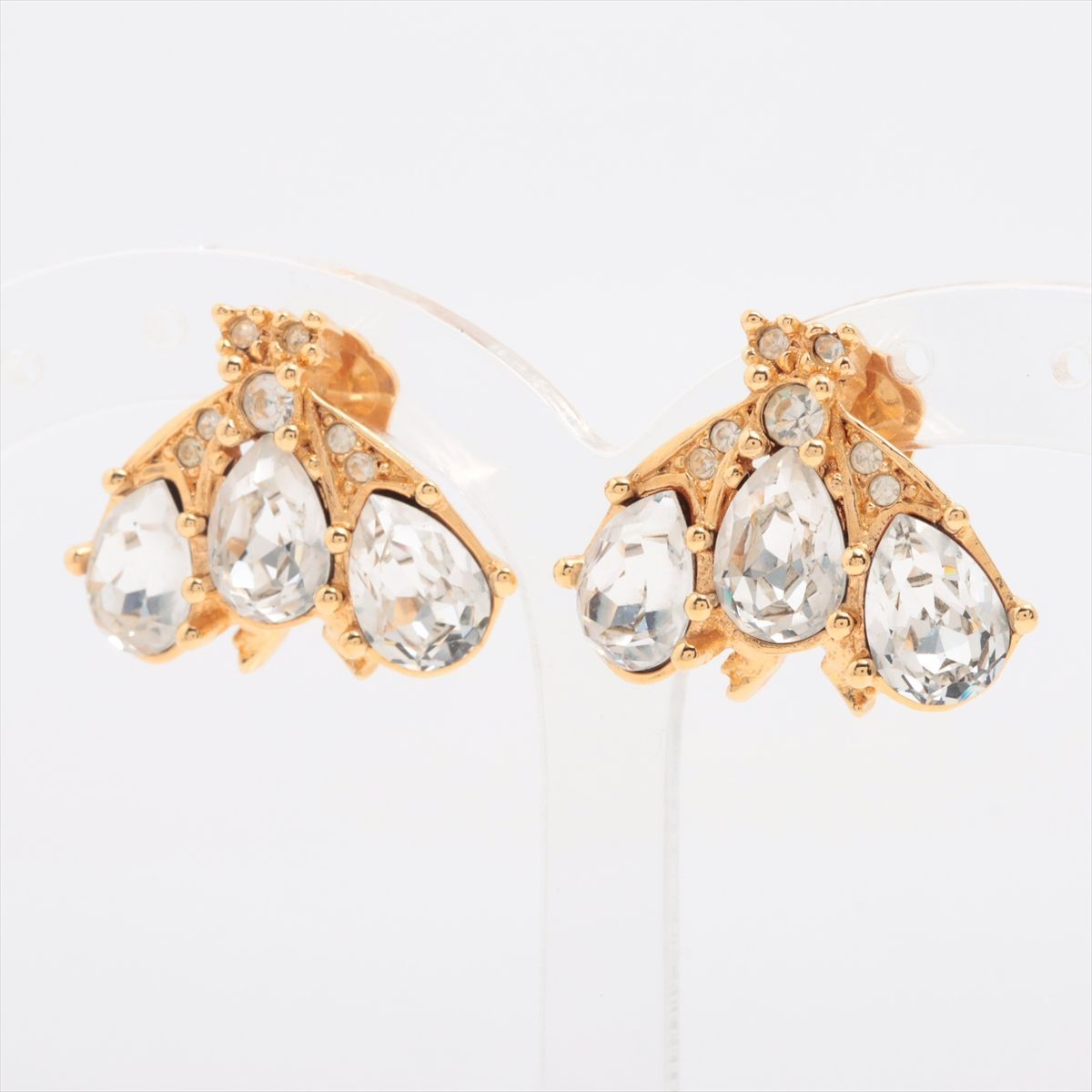 ディオールラインストーンロゴ蜂 イヤリング - イヤリング 