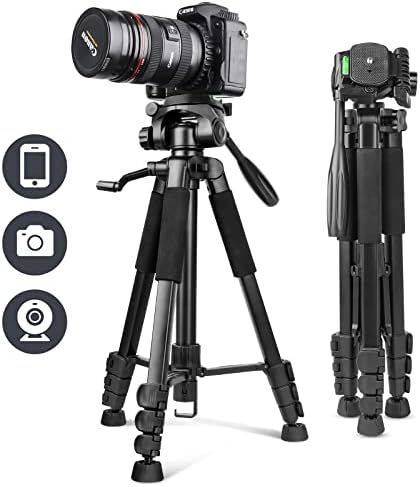 [新品※未使用] UBeesize 170cm 三脚 カメラ三脚 スマホ三脚 ビデオカメラ/一眼レフカメラ/スマホ/タブレット/iPad対応 3way雲台 360回転可能 軽量 収納袋付き (黒) 適格請求書発行可 右手パンハンドル