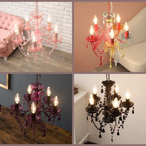 シャンデリア 照明器具 5灯 ブラック 幅38×奥行38×高さ45cm スチール アクリル樹脂 組立品 〔リビング ダイニング〕 代引不可 MARWIL-DEMENAGEMENTS_CH