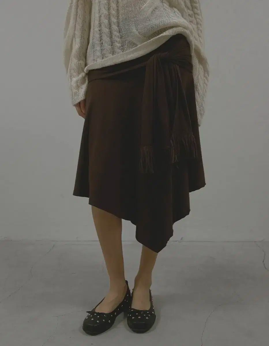 UNBALANCE HOOL SKIRT BROWN NICORILABO_COM