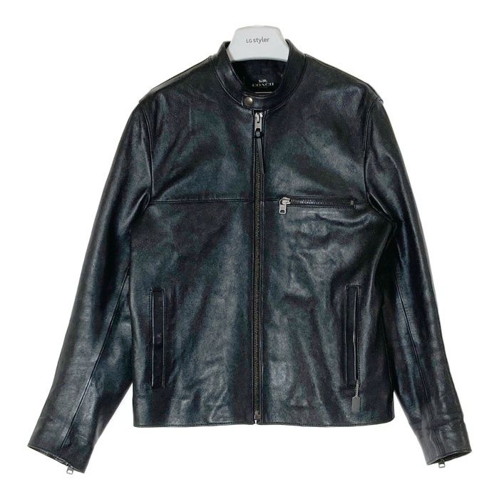 現行 美品 XL HUGO BOSS ラムレザー レザージャケット ブラック 黒 HUGO - レザージャケット スパイダーウェブ＆バンダナパターン