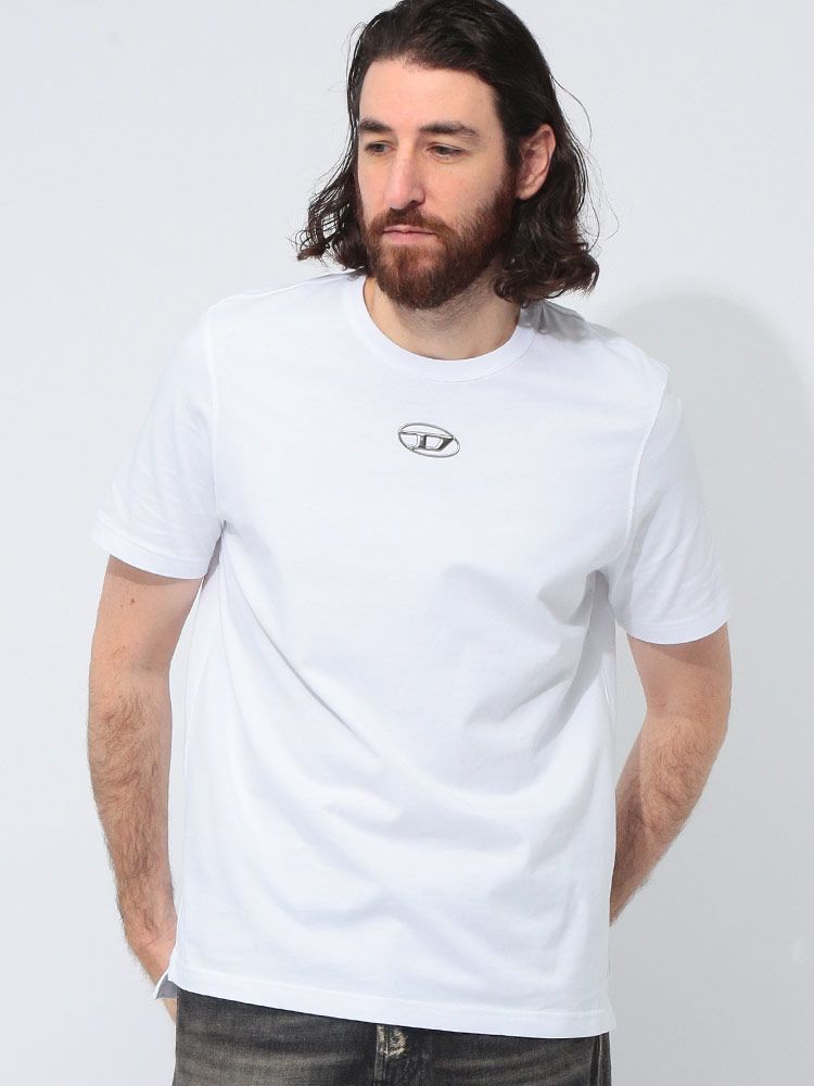 DIESEL (ディーゼル) オーバルD クルーネック 半袖 Tシャツ DSA178800CLBR ホワイト