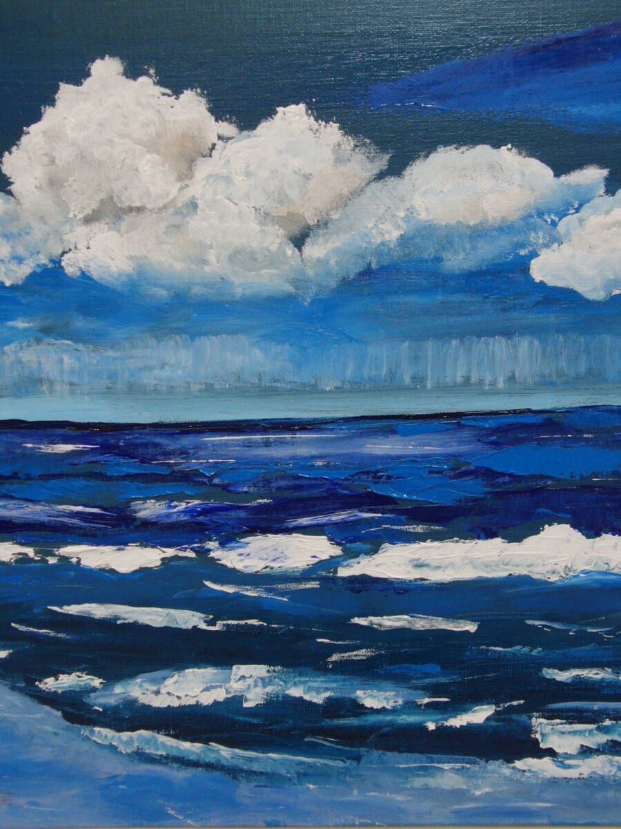 ≪国美協≫TOMOYUKI・友之、『空と海』、油彩画、F10号：53,0cm×45,5cm 