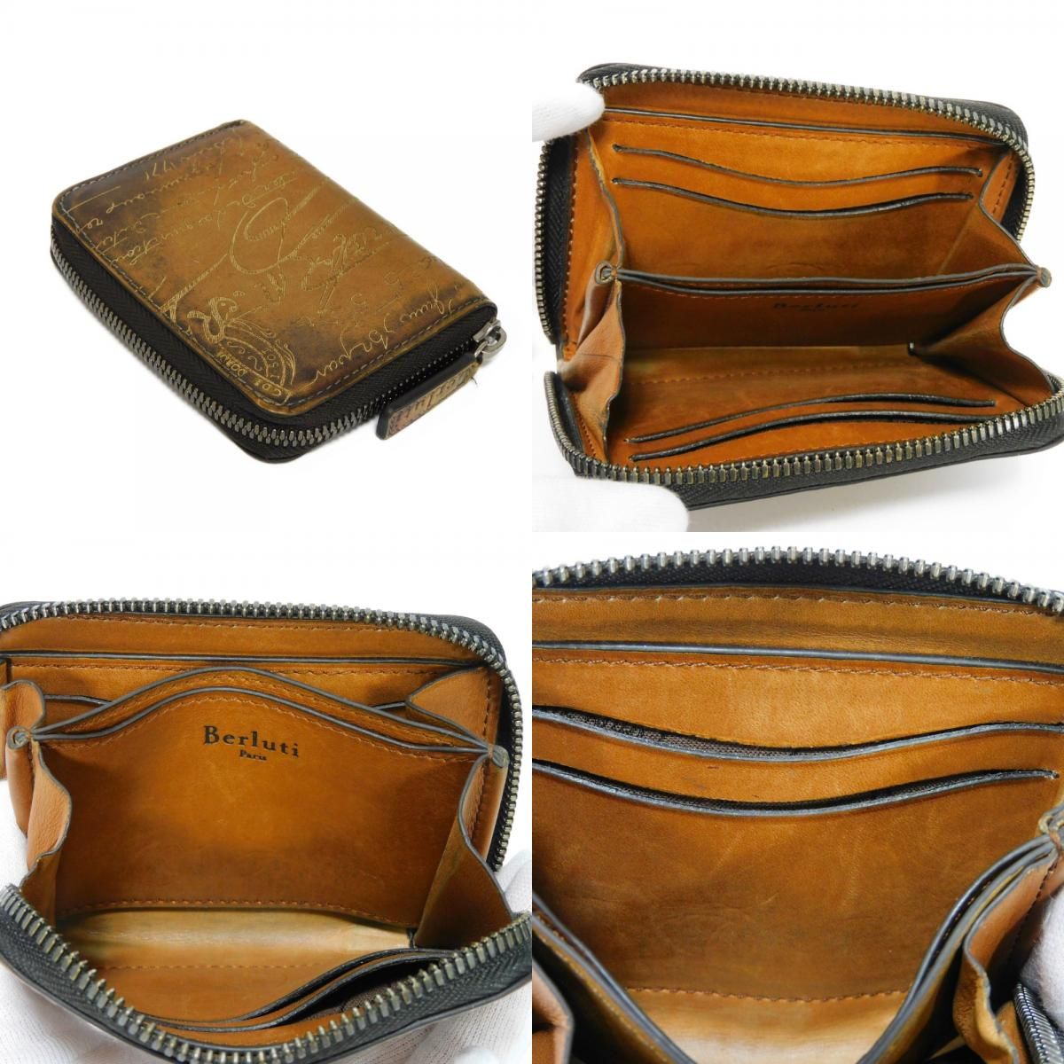 ベルルッティ カリグラフィ ワパ ケース ラウンドジップウォレット 美品 Berluti ベルルッティ ワパ スクリットレザー ジップ コイン