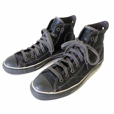 コンバース CONVERSE オールスター ALL STAR HI スニーカー 本革 オール レザー シューズ ハイカット 27.0cm 灰黒 チャコールブラック US 8.5 くつ 靴 レア 希少