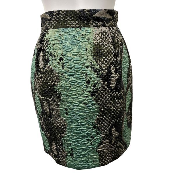 グッチ GUCCI タイトスカート ミニ グリーン系 グリーン カーキ 黒 ベージュ 蛇柄 スネーク柄 絹 36 S 7号 レディース S5V660 GULLKHAN_COM